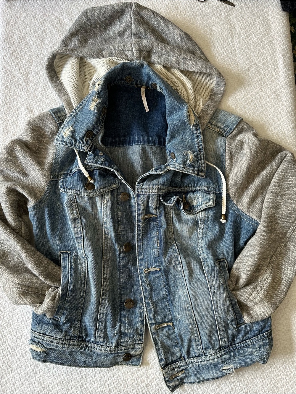 Free People Mixed‑Material Denim Jacket size S